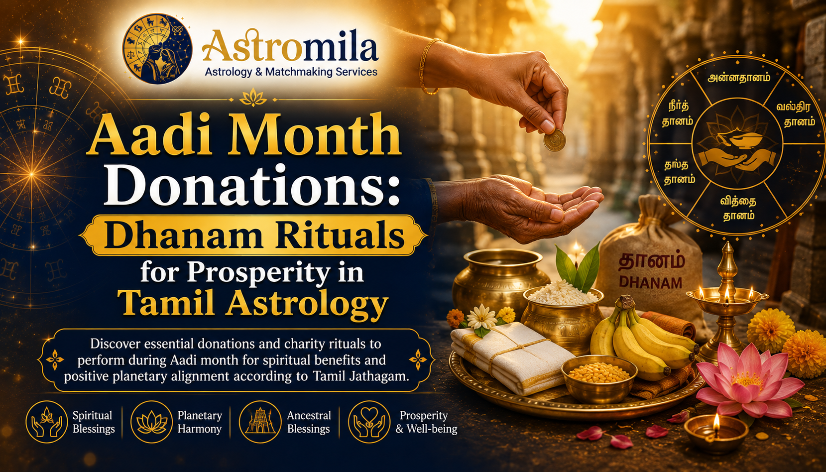 Aadi Month Donations: Dhanam Rituals for Prosperity in Tamil Astrology